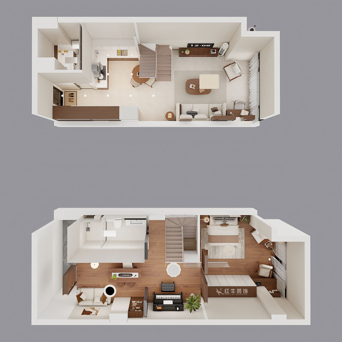 朱明琪｜瑞鑫蘭庭綜合樓1708-50㎡復式-現(xiàn)代簡約風格｜loft公寓｜2室2廳2衛(wèi)｜老房裝修｜定制家｜全包12萬｜00_04鳥瞰圖