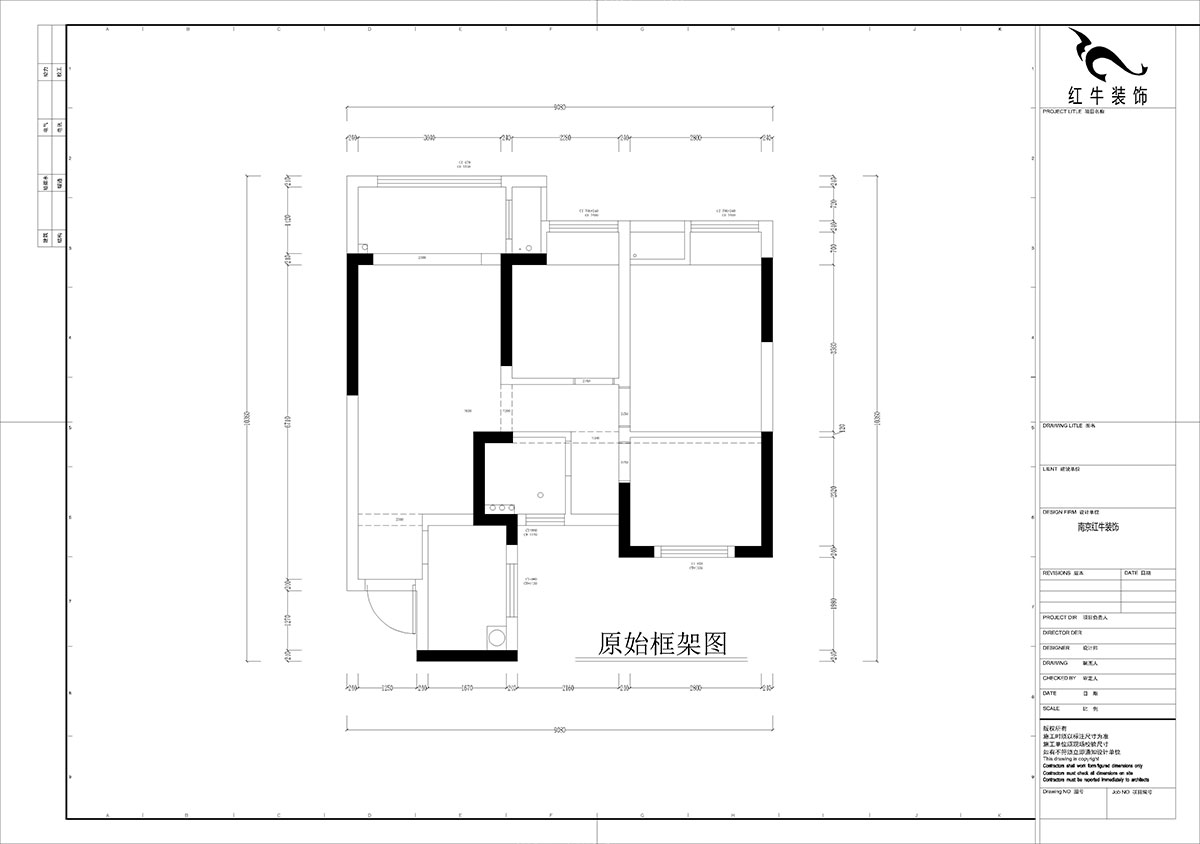 孟憲濤｜江城苑6-2-1704-88㎡-簡約風(fēng)格｜3室2廳1衛(wèi)｜新房裝修｜定制家｜全包12萬｜00_01原始框架圖