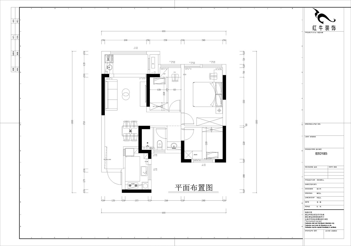 孟憲濤｜江城苑6-2-1704-88㎡-簡約風(fēng)格｜3室2廳1衛(wèi)｜新房裝修｜定制家｜全包12萬｜00_02平面布置圖