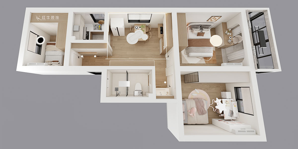 劉小勇｜寧工新寓二村115號(hào)501-75㎡-現(xiàn)代簡約風(fēng)格｜3室1廳1衛(wèi)｜老房裝修｜定制家｜全包10萬｜00_04鳥瞰圖