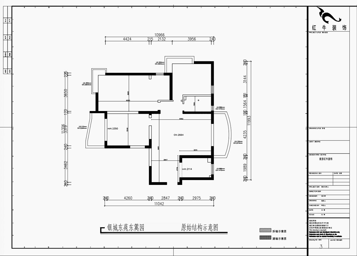 魏利利｜銀城東苑東籬園2幢103室-135㎡-簡約風格｜4室2廳2衛(wèi)｜毛坯裝修｜定制家｜全包24萬｜00_01原始結構圖