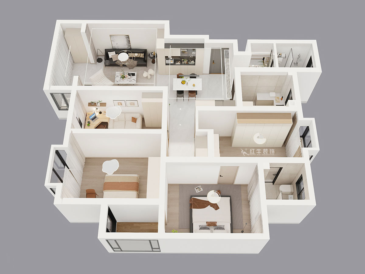 劉曉芳｜九龍盛世園19號801室-135㎡-現(xiàn)代風(fēng)格｜4室2廳2衛(wèi)｜老房裝修｜定制家｜全包15