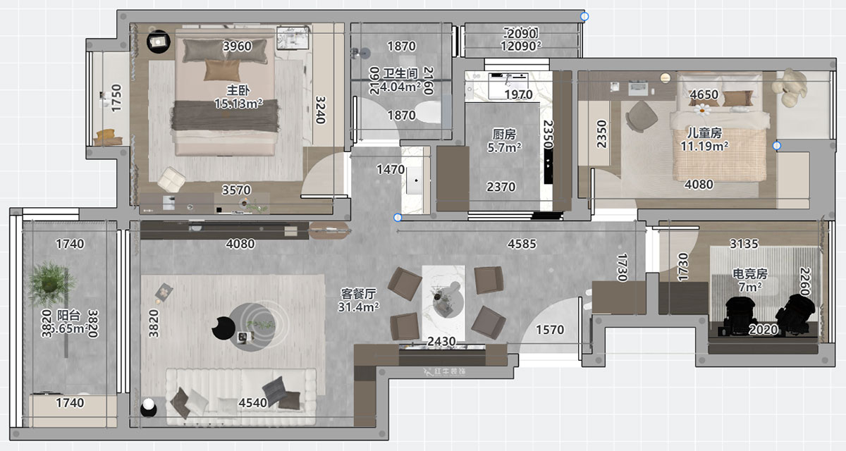 劉萍萍｜紫金華府43-1-902-99㎡-輕奢風(fēng)格｜3室2廳1衛(wèi)｜老房裝修｜定制家｜全包12
