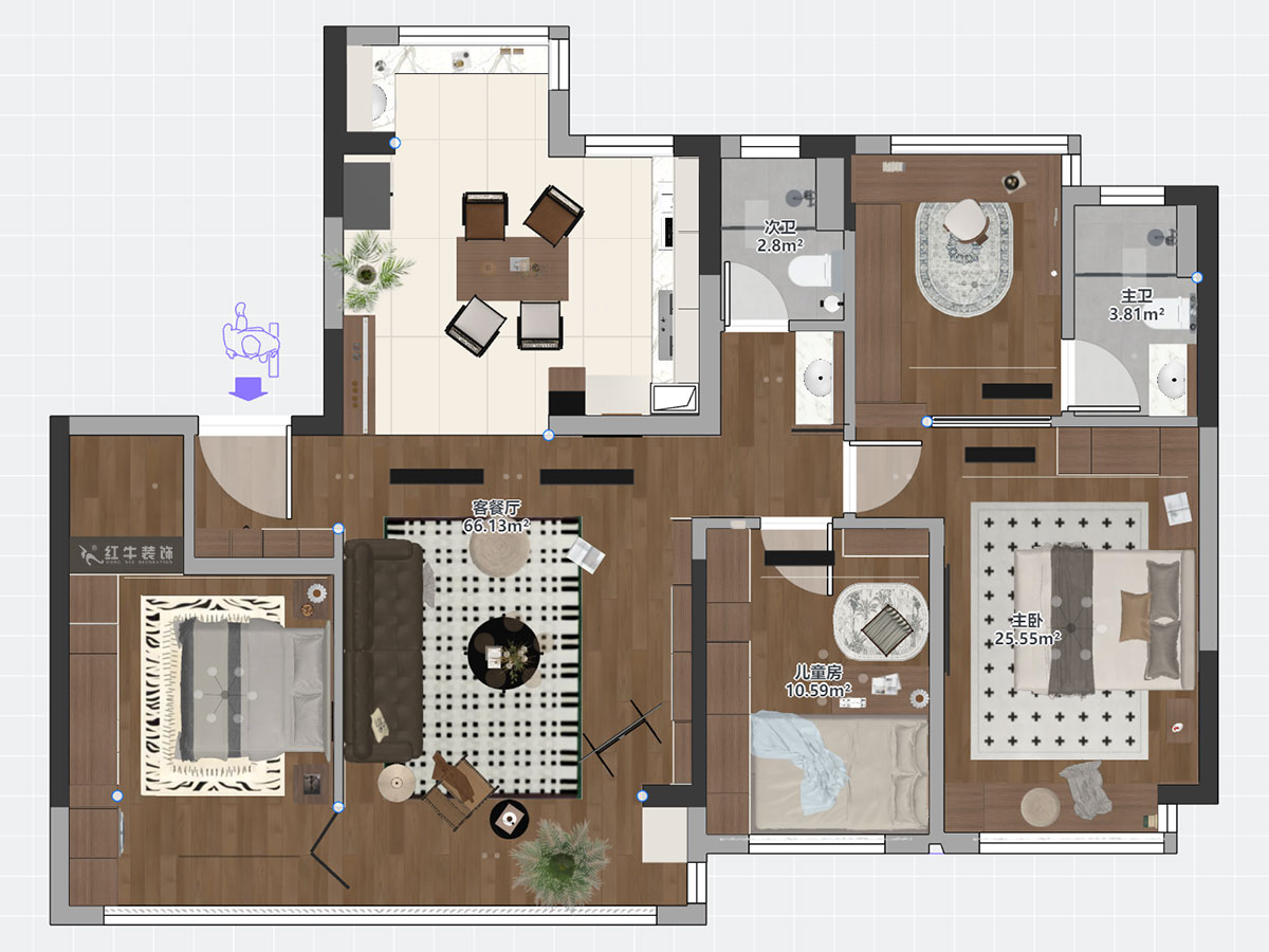 劉萍萍｜銘著風(fēng)華6-701-136㎡-中古風(fēng)｜4室2廳2衛(wèi)｜新房裝修｜定制家｜全包20
