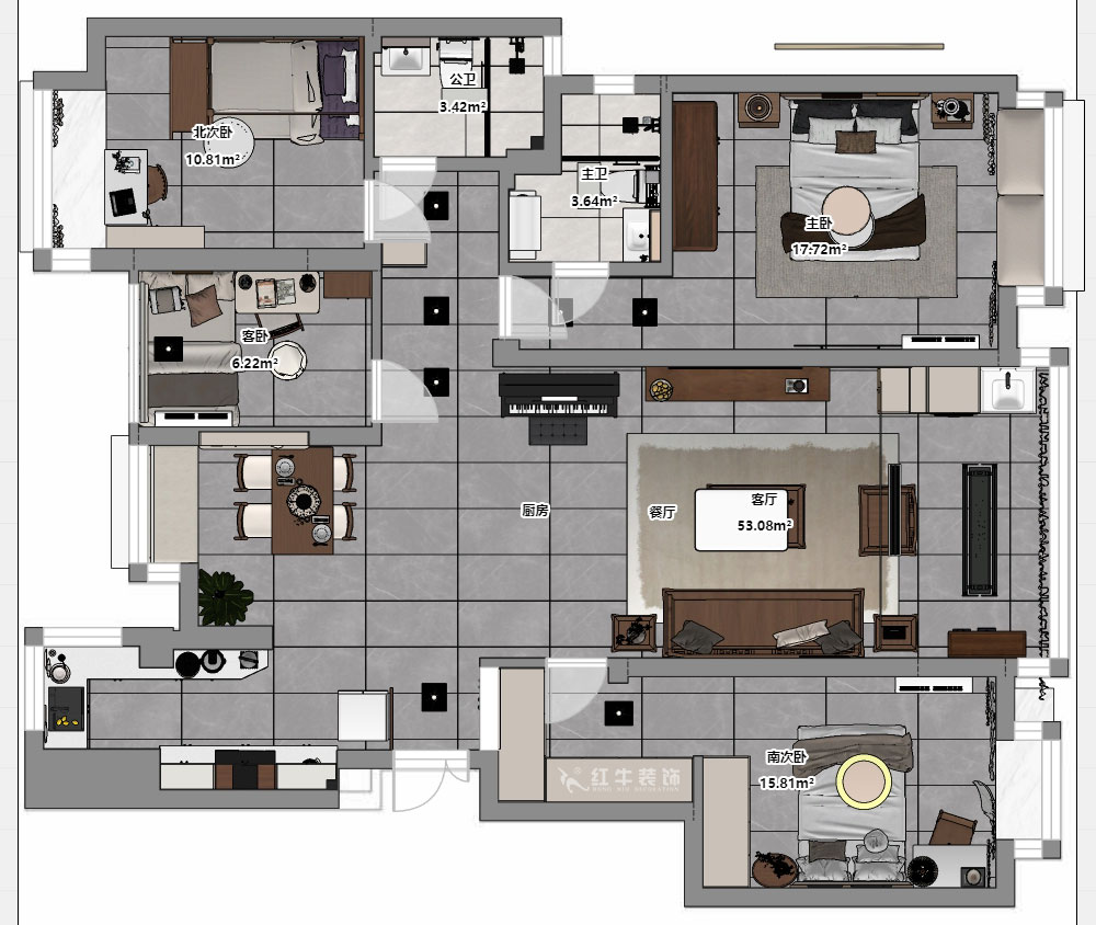 孟憲濤｜高科榮域8-2-303-133㎡-簡約中式風格｜4室2廳2衛(wèi)｜老房裝修｜定制家｜全包17