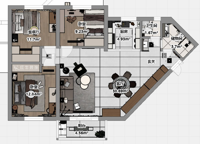 劉小勇｜五臺花園11-1706-124㎡-現(xiàn)代簡約風(fēng)格｜3室2廳2衛(wèi)｜老房裝修｜定制家｜全包16
