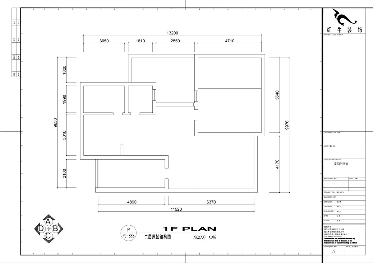 仇美蓉｜梅花山莊36-3-605-132㎡-簡(jiǎn)約風(fēng)格｜3室2廳2衛(wèi)｜老房裝修｜定制家｜全包18萬(wàn)｜00_02二層原始框架圖