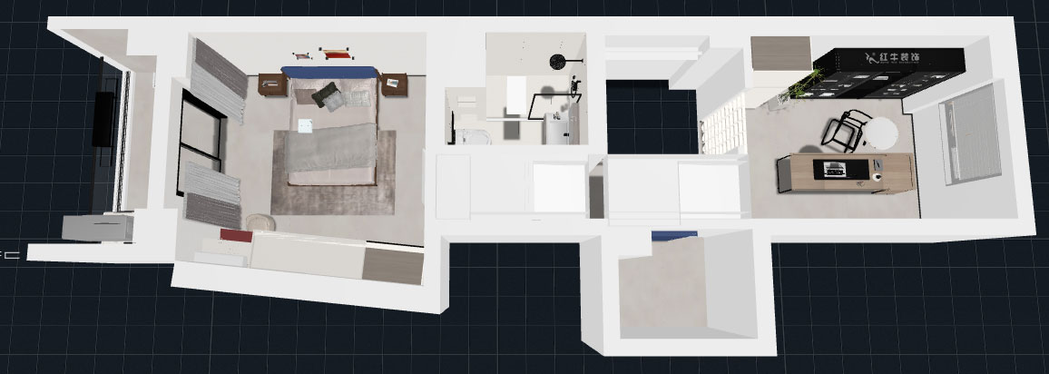 蔣?。ヌ陨郴ǔ?-1705-105㎡-現(xiàn)代簡約風(fēng)格｜2室2廳1衛(wèi)｜老房裝修｜定制家｜全包15萬｜00_08二層鳥瞰圖