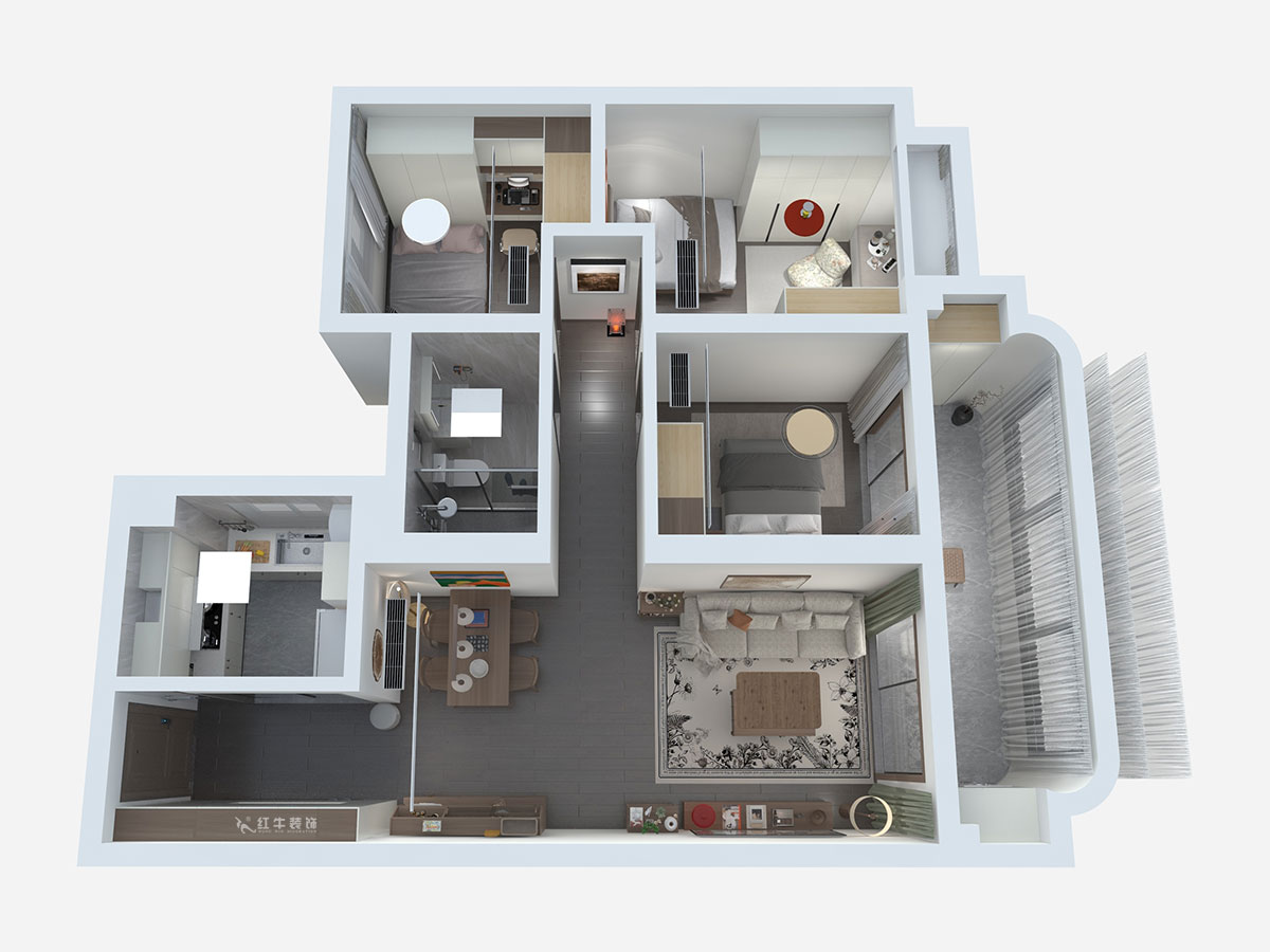 熊皓宇｜高科紫堯星院-90㎡-現代原木風｜3室2廳1衛(wèi)｜精裝修改造｜00_02鳥瞰圖