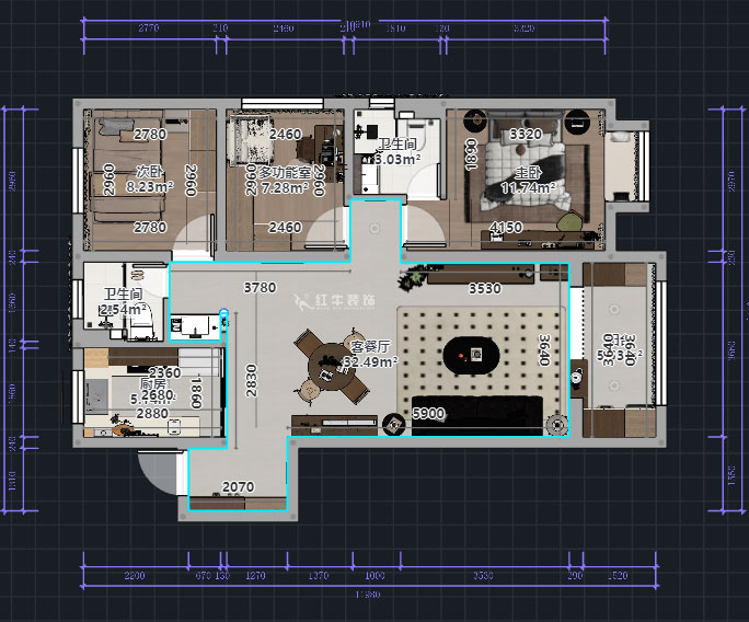 熊皓宇｜金浦御龍灣-110㎡-中古風(fēng)｜3室2廳2衛(wèi)｜老房裝修｜定制家｜全包13