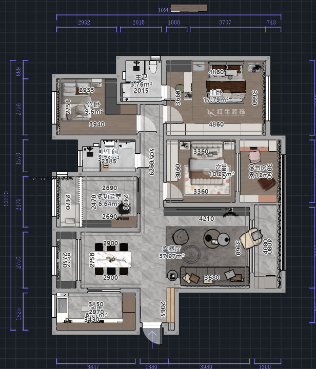 熊皓宇｜升龍?zhí)靺R-瓏悅-140㎡-現(xiàn)代輕奢風格｜4室2廳2衛(wèi)｜老房裝修｜定制家｜全包19