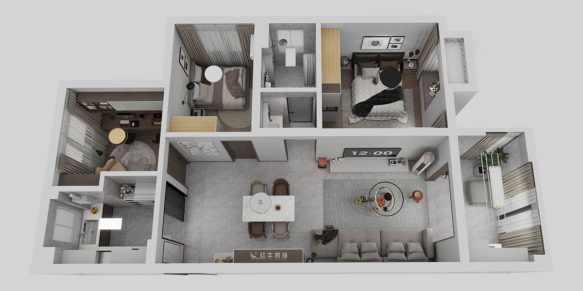 熊皓宇｜中海國(guó)際社區(qū)3期6-1401室-90㎡-現(xiàn)代風(fēng)格｜3室2廳1廚1衛(wèi)1陽臺(tái)｜老房裝修｜定制家｜全包9