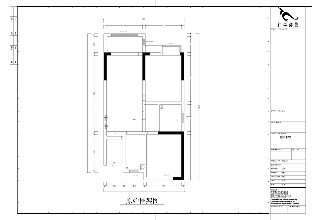 孟憲濤｜紫境東苑5-1206-71㎡-現(xiàn)代簡約風格｜2室1廳1衛(wèi)｜新房裝修｜定制家｜全包10萬｜00_01原始框架圖