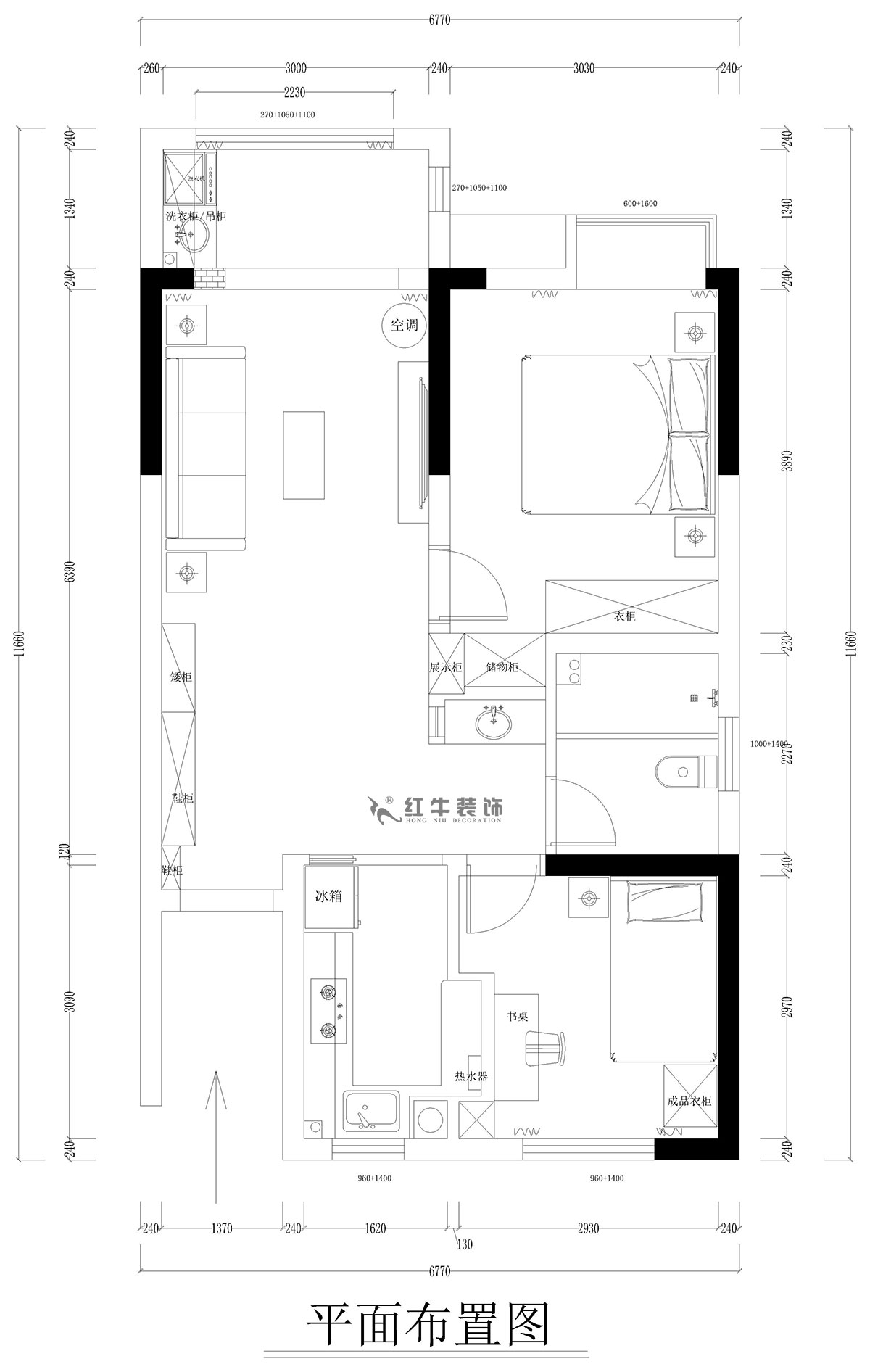 孟憲濤｜紫境東苑5-1206-71㎡-現(xiàn)代簡約風格｜2室1廳1衛(wèi)｜新房裝修｜定制家｜全包10萬｜00_02平面布置圖