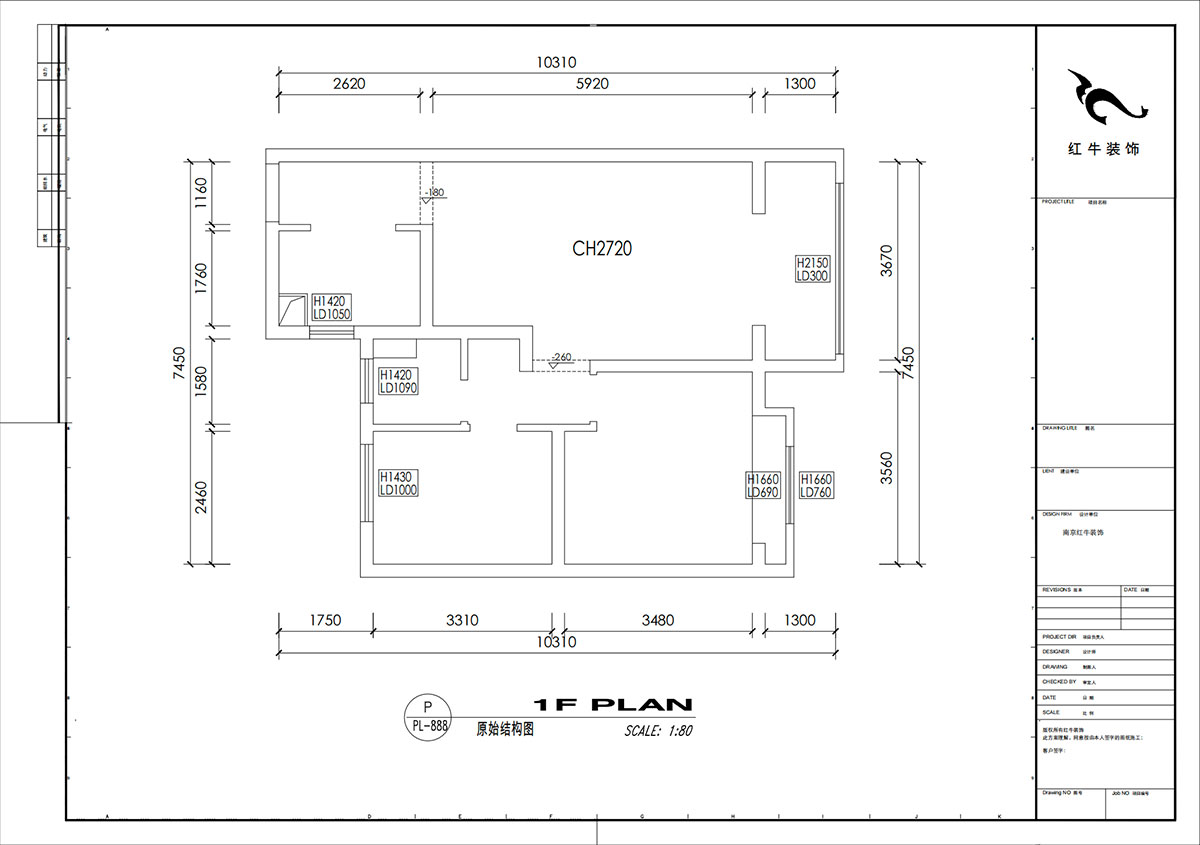 劉小勇｜望江春和園8-1904-80㎡-現(xiàn)代簡約風(fēng)格｜2室1廳1衛(wèi)1廚1陽臺｜新房裝修｜定制家｜全包9萬｜00_01原始結(jié)構(gòu)圖